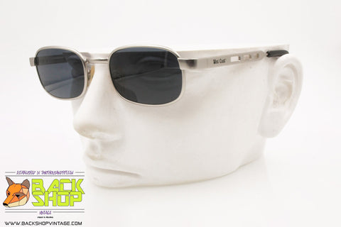 WEST COAST by EQUIPE VISTA mod. 245 711, Vintage sunglasses rectangular silver satin, New Old Stock 1990s