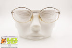 METALFLEX mod. 1208 Vintage women's eyeglass frame, golden & silver round, New Old Stock 1970s