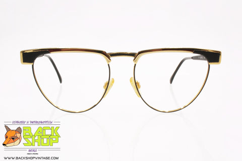 GIANFRANCO FERRE mod. GFF 87 58P, Vintage women frame glasses golden & black, Vintage Preowned