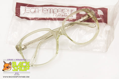 JEAN LEMPEREUR mod. BOUTIQUE 4 107 Vintage massive frame glasses, pale green translucent, New Old Stock 1970s