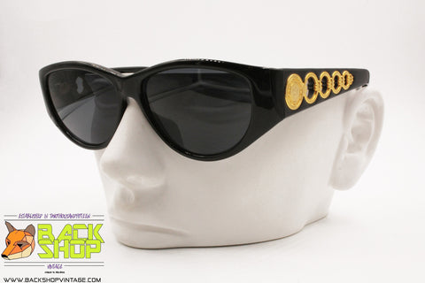 ROCHAS PARIS mod. 9014 01 Vintage Sunglasses total black with lavis golden arms, New Old Stock