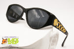 ROCHAS PARIS mod. 9014 01 Vintage Sunglasses total black with lavis golden arms, New Old Stock