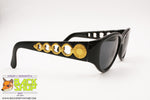 ROCHAS PARIS mod. 9014 01 Vintage Sunglasses total black with lavis golden arms, New Old Stock