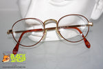 WESTERN mod. W48 Vintage round eyeglass frame, golden & dappled rims, New Old Stock 1980s