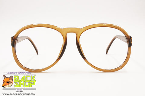 SAPHIRA mod. 4067 Oversize round eyeglass frame/sunglasses frame, Brown Optyl cello, New Old Stock