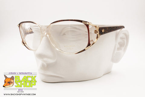 NINA RICCI Paris mod. NH2416 Vintage Semi-wrap glasses frame, Clear & Brown, floccule details, New Old Stock