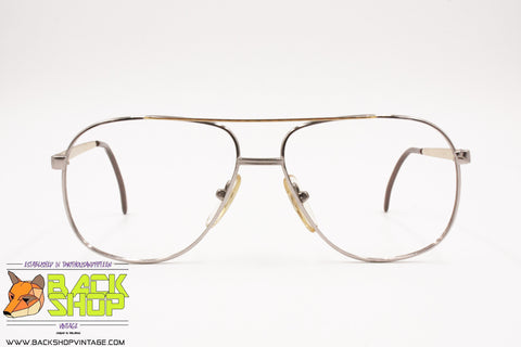 DEMENEGO Vintage aviator frame, Gunmetal & Golden with hologram alike effect nose bridge, New Old Stock 80s