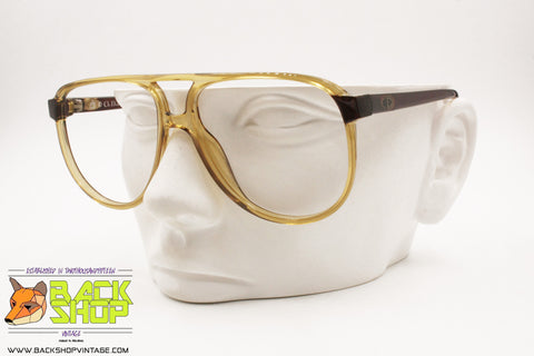 Christian Dior Monsieur 2269 aviator acetate frame, pale yellow and brown made with Optyl acetate, New Old Stock 80s