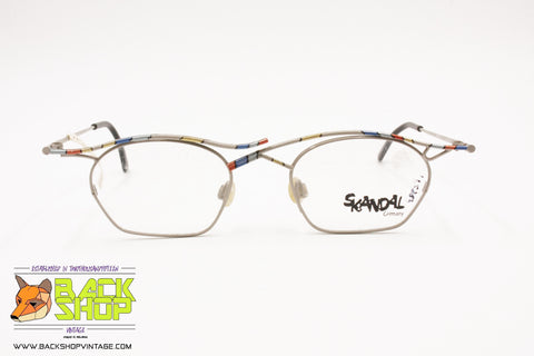 SKANDAL Germany High design crazy glasses frame, Silver & Hand Painted details, New Old Stock 90s