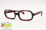 Authentic 1960s darken brown veined glasses frame, rectangular rims three-dimensional effect, New Old Stock