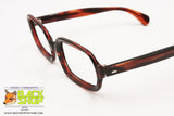 Authentic 1960s darken brown veined glasses frame, rectangular rims three-dimensional effect, New Old Stock