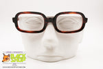 Authentic 1960s darken brown veined glasses frame, rectangular rims three-dimensional effect, New Old Stock