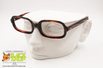 Authentic 1960s darken brown veined glasses frame, rectangular rims three-dimensional effect, New Old Stock