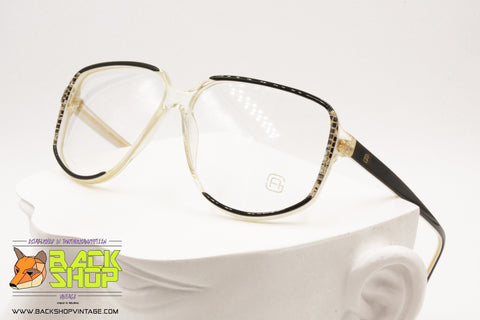 ALFREDO GABRIELLI PL Gabrielli Vintage 80s eyewear frame, "C" decor frontal Black, New Old Stock