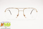 LOZZA mod. NYRIM 1 Golden aviator frame eyewear, Double bridge, New Old Stock 1970s