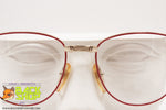 FILOS made in Italy, round eyeglass frame red rims & chiselling, New Old Stock 1970s