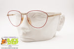 FILOS made in Italy, round eyeglass frame red rims & chiselling, New Old Stock 1970s