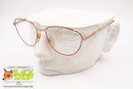 FILOS made in Italy, round eyeglass frame red rims & chiselling, New Old Stock 1970s