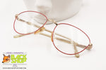 FILOS made in Italy, round eyeglass frame red rims & chiselling, New Old Stock 1970s