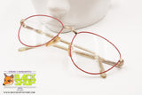 FILOS made in Italy, round eyeglass frame red rims & chiselling, New Old Stock 1970s