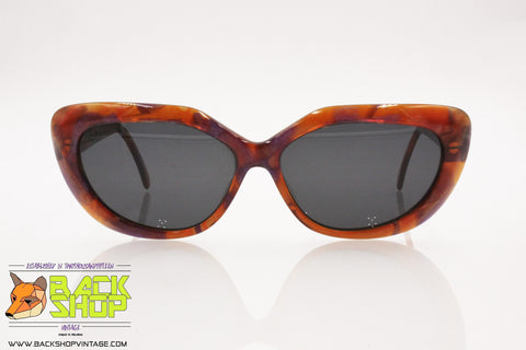 MIMMINA R321 Vintage women's Sunglasses, Amber & Violet glittered acetate, New Old Stock 1980s