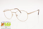 PIN'S Made in Italy, Classic round circle eyeglass frame, pale gold, New Old Stock 1990s