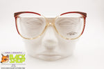 REGINES mod. ROUGE Vintage women's round eyeglass frame, Hand Made Italy with leather, New old Stock