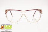 REGINE'S mod. BURGANDY Vintage wayfarer eyeglasses, real white leather, New Old Stock