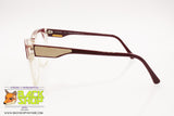 REGINE'S mod. BURGANDY Vintage wayfarer eyeglasses, real white leather, New Old Stock