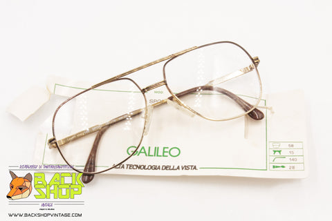 GALILEO mod. SPORT Aviator frame, Golden & Brown, Vintage 80s New Old Stock