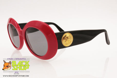 PAMPÖÖS Made In Italy Vintage sunglasses, Round oversize Red & Black, New Old Stock 1990s