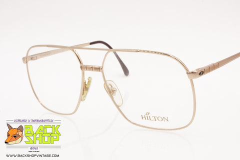HILTON CLASS 006, Vintage luxury aviator frame eyeglass, 24KT gold plated,  New Old Stock