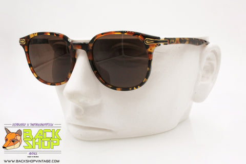 LE CLUB Actif mod. CLAYTON 613, Vintage Sunglasses round wayfarer, brown tortoise, New Old Stock 1990s