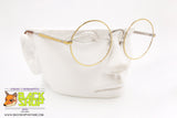 Vintage round/circle eyeglass frame, golden & silver chiseled, Made in Italy, New Old Stock 1960s/1970s