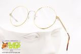 Vintage round/circle eyeglass frame, golden & silver chiseled, Made in Italy, New Old Stock 1960s/1970s