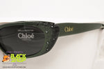 CHLOE' Lunettes mod. 10S 142 Vintage Sunglasses cat eye green black strass engraved, New Old Stock 1990s