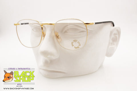 LOOK mod. 518 Vintage eyeglass frame golden & white rims, New Old Stock 1980s