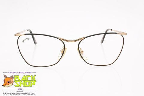 GALILEO mod. PAINT 05 6200 Vintage eyeglass frame women square, Black rims, New Old Stock 1990s