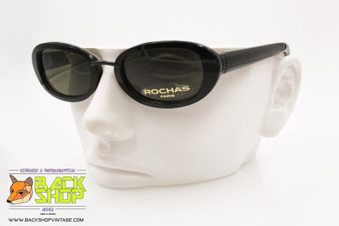 ROCHAS PARIS mod. 9088 01 Vintage Sunglasses total black oval lenses, New Old Stock 1990s