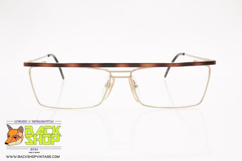 AZZARITI Vintage eyeglass frame squared flat top with tortoise brown bar, New Old Stock 1980s