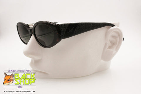 ANNABELLA mod. 549 S C3 Vintage sunglasses womens deep tortoise & black curved tooled, Deadstock 90s