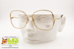 LUXOTTICA mod. 2011 Made in Italy frame glasses, golden plaque 18k white adorned, New Old Stock 80s