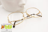 LUXOTTICA mod. 2011 Made in Italy frame glasses, golden plaque 18k white adorned, New Old Stock 80s