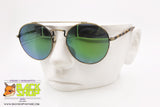 HOLA! mod. 628 ANTIQUE GOLD, Vintage Sunglasses round/circle aviator, mirrored green lenses, New Old Stock 1980s