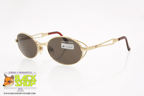 FLORENCE VOGUE mod. VO 3233-S 280, Vintage Sunglasses oval rims, golden sideshield details, New Old Stock 1990s