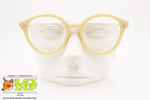 SAVIO OPTIK mod. PANTOS 908, Vintage round keyhole eyeglass frame cream marbled, acetate sheet, New Old Stock 1970s