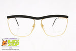 NEW AGE mod. 307 2, Vintage eyeglasses/sunglasses frame golden & black, massive eyebrow line, New Old Stock 1980s