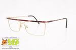 AZZARITI Vintage eyeglass frame squared flat top with red striped pattern, New Old Stock 1980s