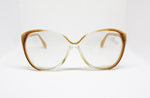 Vintage 80s SILHOUETTE rockabilly style cream and caramel tone, adorned avant garde, oval frame NOS deadstock