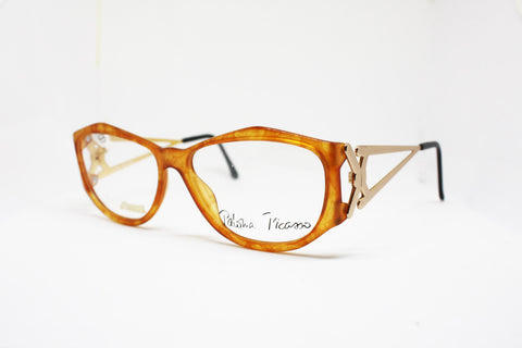 Paloma Picasso Eyeglasses 3726 11 scaled reptilians orange veins  55-13-125 Made in Austria , NOs 80s vintage frame